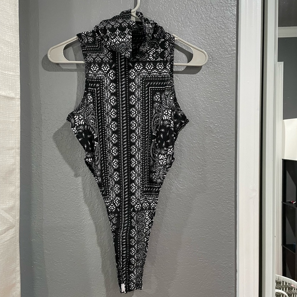 Two piece black bandana flare pants set